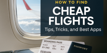 How to Find Cheap Flights Boarding Pass and Passport on Airplane Tray Table