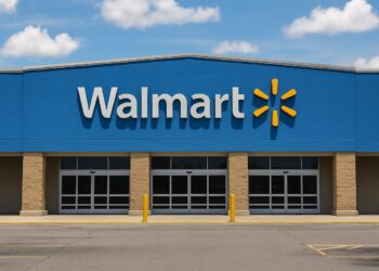 Walmart storefront in 2025 with clear blue signage