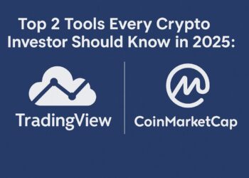 Top 2 Tools Every Crypto Investor Should Know in 2025: TradingView & CoinMarketCap 2 TradingView and CoinMarketCap logos side-by-side on a blue background with the title “Top 2 Tools Every Crypto Investor Should Know in 2025